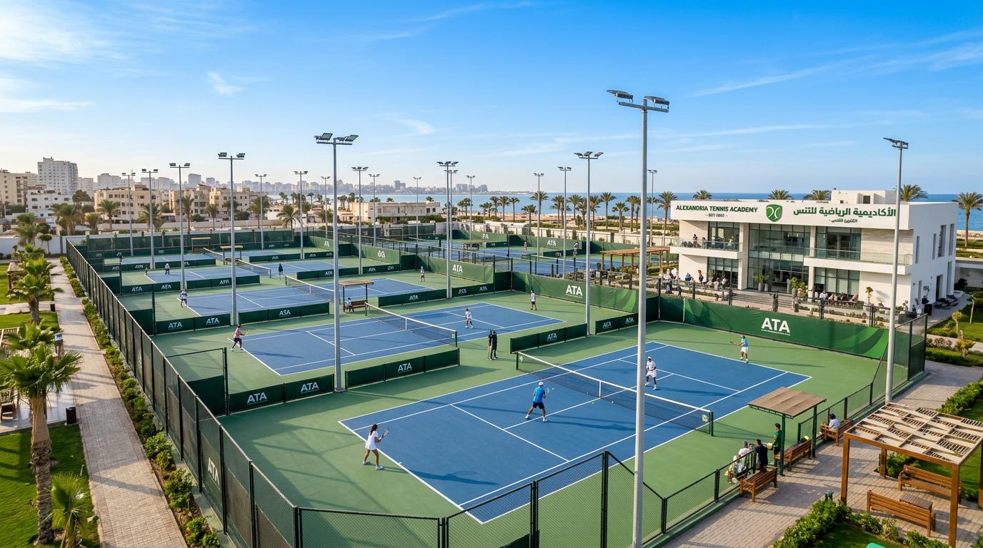 ملعب تنس مجهز يساعد اللاعبين على التدريب المنتظم على الإرسال